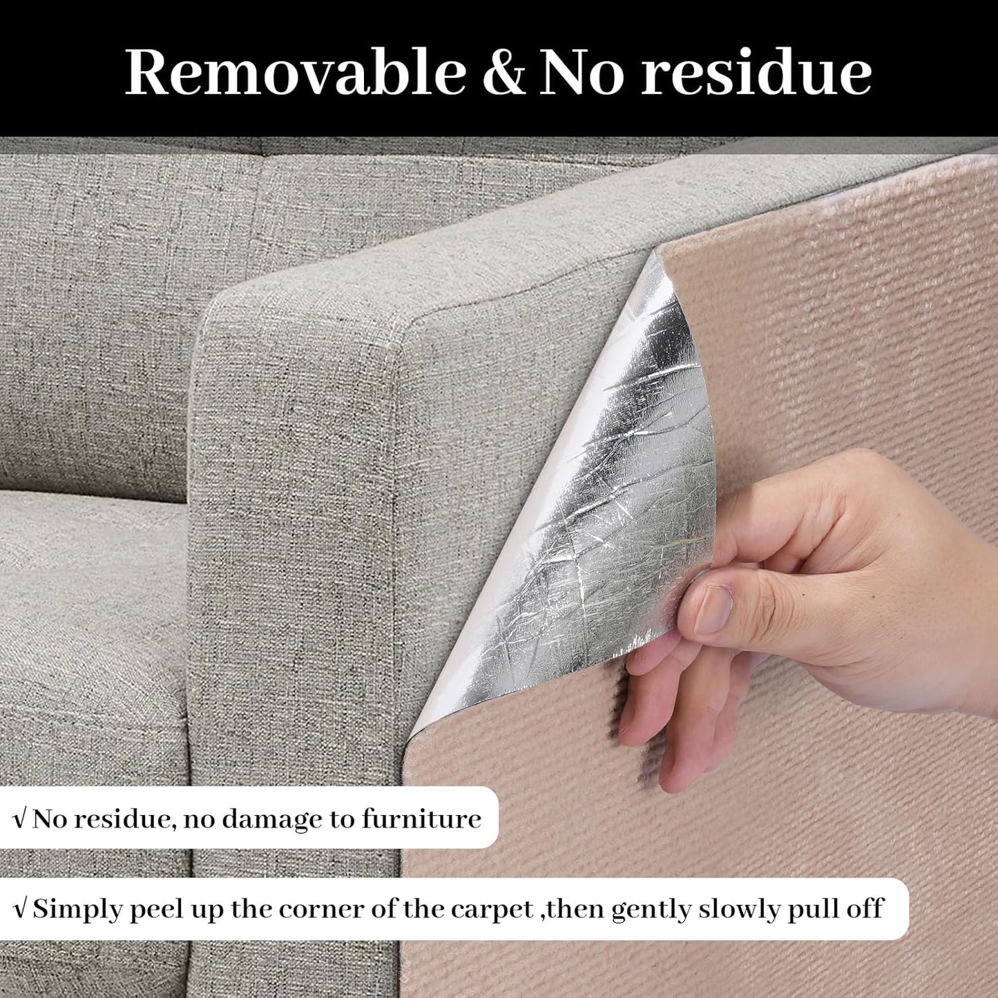 Cat Scratching Mat, 78.7"x15.8" Self-Adhesive Scratch Furniture Couch Protector, Trimmable Wall Climbing Carpet Pad Rug Replacement for Cat Tree (Khaki - 1 Pack, 78.7"x15.8")