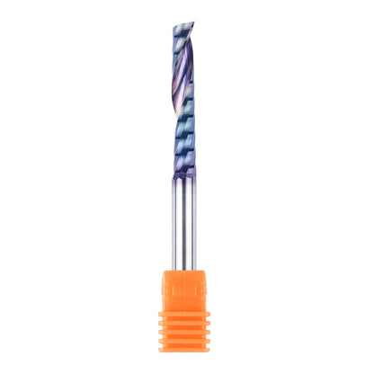 SpeTool 1/4 Shank Single Flute Router Bit with Extra Long Life Coating ,Solid Carbide O Flute End Mill Spiral Upcut Bit for CNC Aluminum Cutter