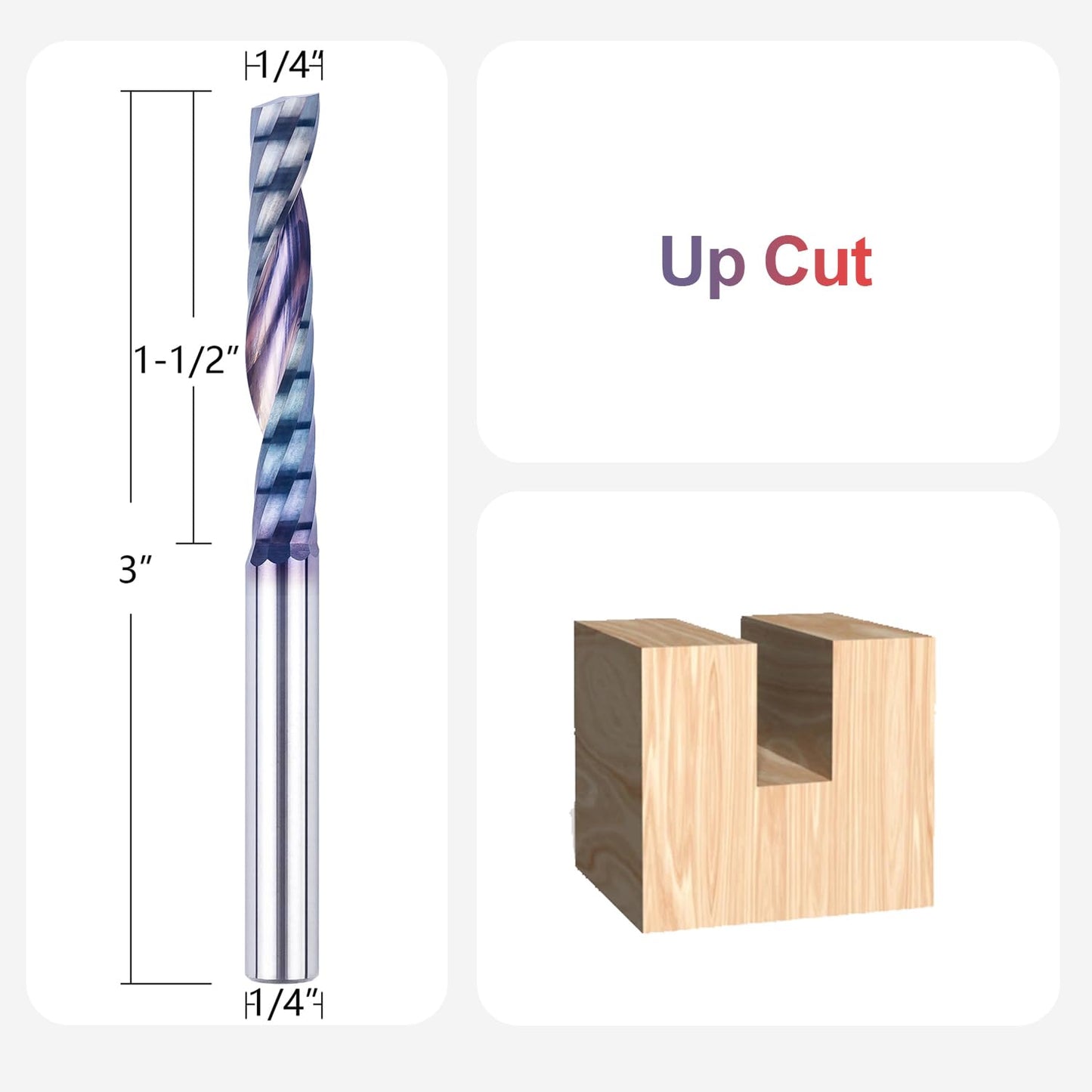 SpeTool 1/4 Shank Single Flute Router Bit with Extra Long Life Coating ,Solid Carbide O Flute End Mill Spiral Upcut Bit for CNC Aluminum Cutter