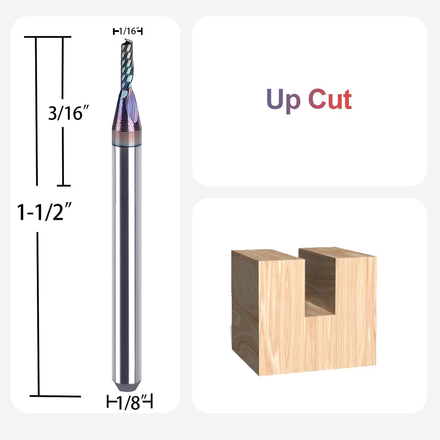 SpeTool 1/4 Shank Single Flute Router Bit with Extra Long Life Coating ,Solid Carbide O Flute End Mill Spiral Upcut Bit for CNC Aluminum Cutter