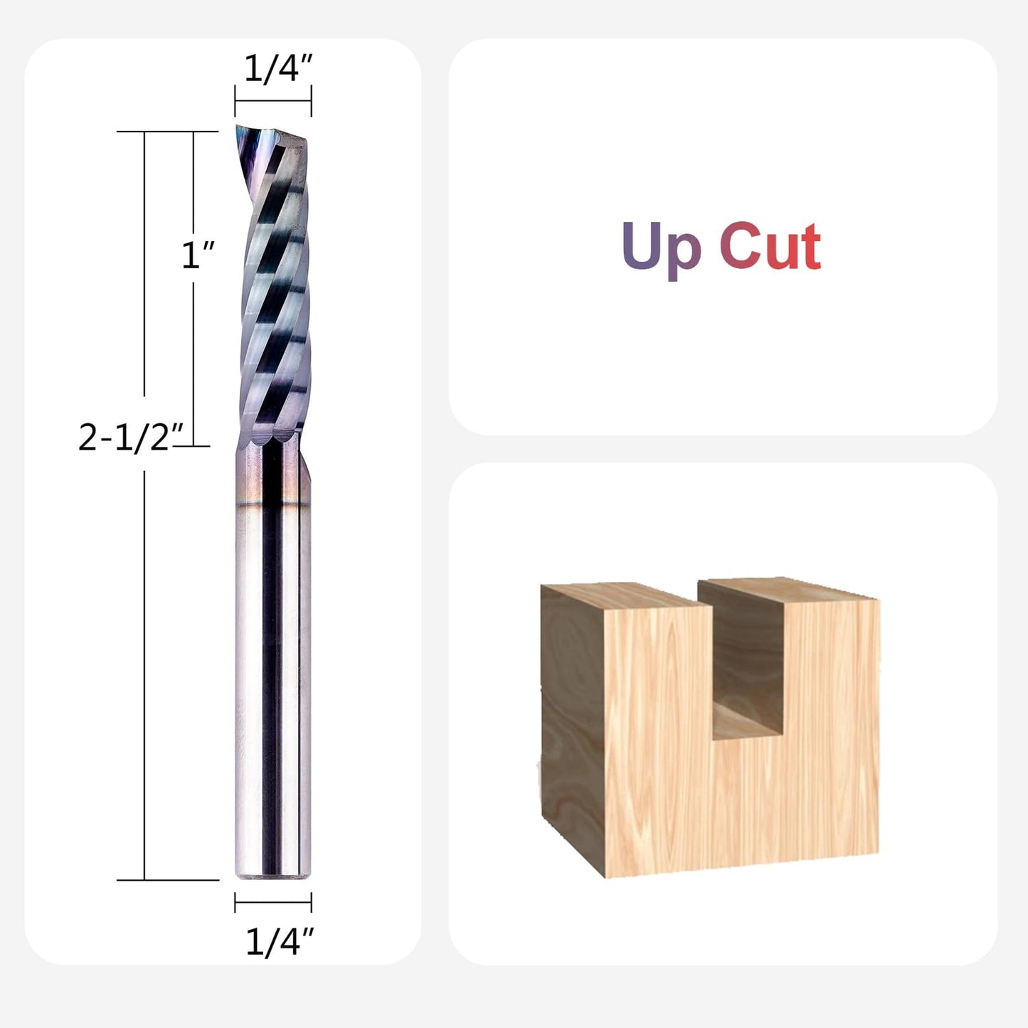 SpeTool 1/4 Shank Single Flute Router Bit with Extra Long Life Coating ,Solid Carbide O Flute End Mill Spiral Upcut Bit for CNC Aluminum Cutter