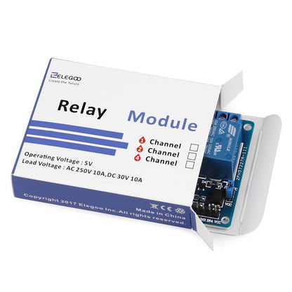 ELEGOO 4 Channel DC 5V Relay Module with Optocoupler for Arduino UNO R3 MEGA 1280 DSP ARM PIC AVR STM32 Raspberry Pi