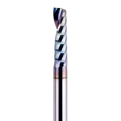 SpeTool 1/4 Shank Single Flute Router Bit with Extra Long Life Coating ,Solid Carbide O Flute End Mill Spiral Upcut Bit for CNC Aluminum Cutter