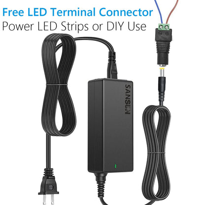 12V 5A Power Supply, AC 120V to DC12V 5.5x2.1mm Jack Converter, 12 Volt LED Driver 60W Adapter Transformer for Strip Lights, Surveillance Cameras, External HDD, Monitor, CCTV (Pack of 1)