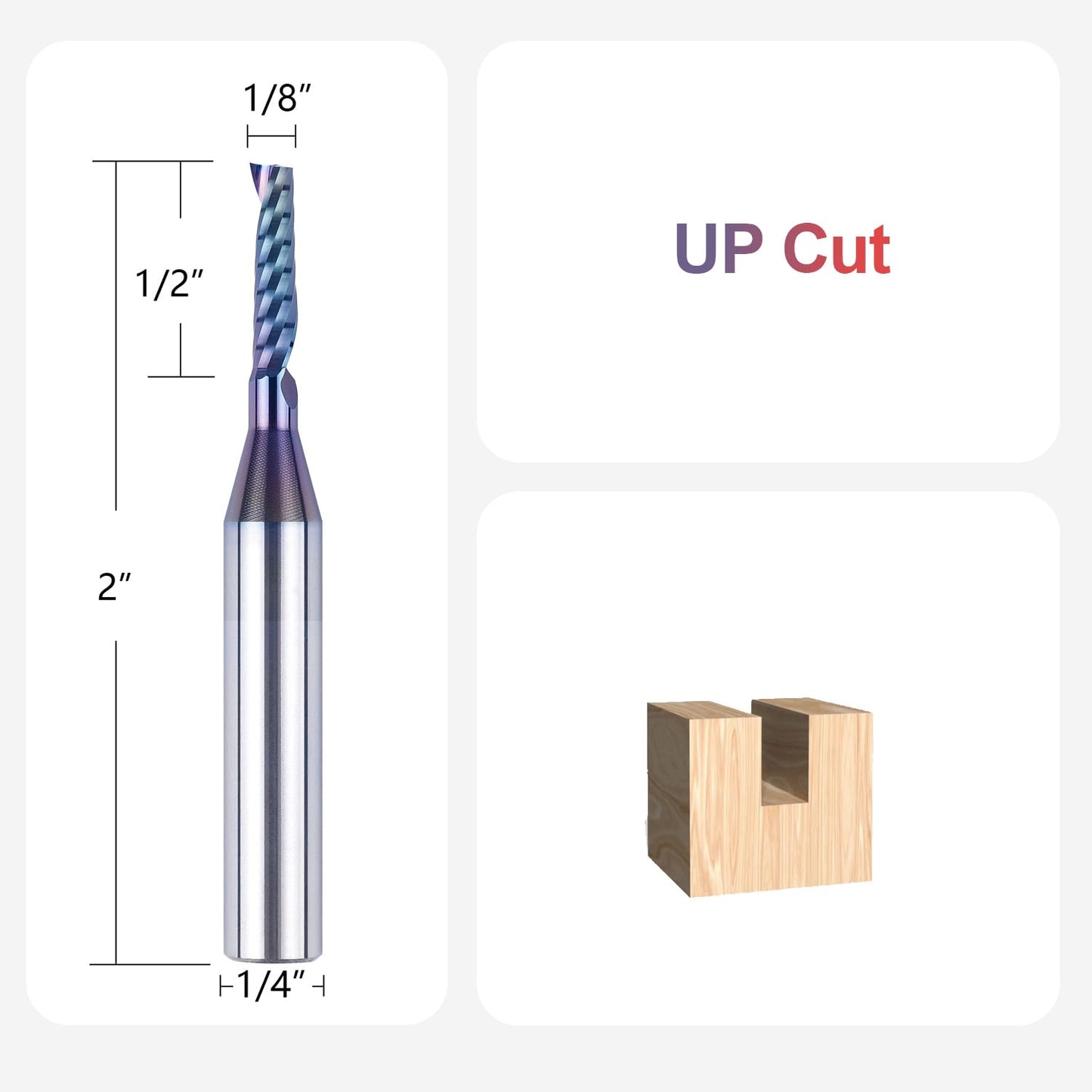 SpeTool 1/4 Shank Single Flute Router Bit with Extra Long Life Coating ,Solid Carbide O Flute End Mill Spiral Upcut Bit for CNC Aluminum Cutter