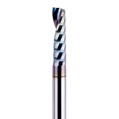 SpeTool 1/4 Shank Single Flute Router Bit with Extra Long Life Coating ,Solid Carbide O Flute End Mill Spiral Upcut Bit for CNC Aluminum Cutter