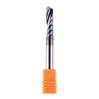 SpeTool 1/4 Shank Single Flute Router Bit with Extra Long Life Coating ,Solid Carbide O Flute End Mill Spiral Upcut Bit for CNC Aluminum Cutter