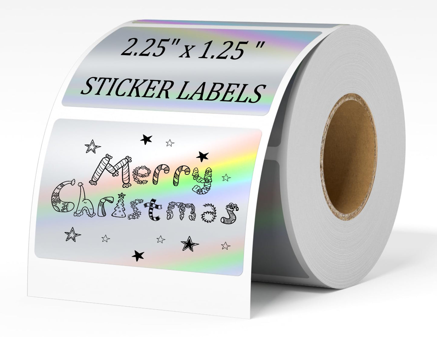 2 Inch Circle Holographic Thermal Label 400pcs Thermal Printer Stickers, Silver Printable Thermal Label for Small Business Logo Design Waterproof Round Stickers Roll
