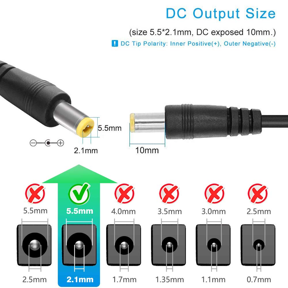 12V 5A Power Supply, AC 120V to DC12V 5.5x2.1mm Jack Converter, 12 Volt LED Driver 60W Adapter Transformer for Strip Lights, Surveillance Cameras, External HDD, Monitor, CCTV (Pack of 1)