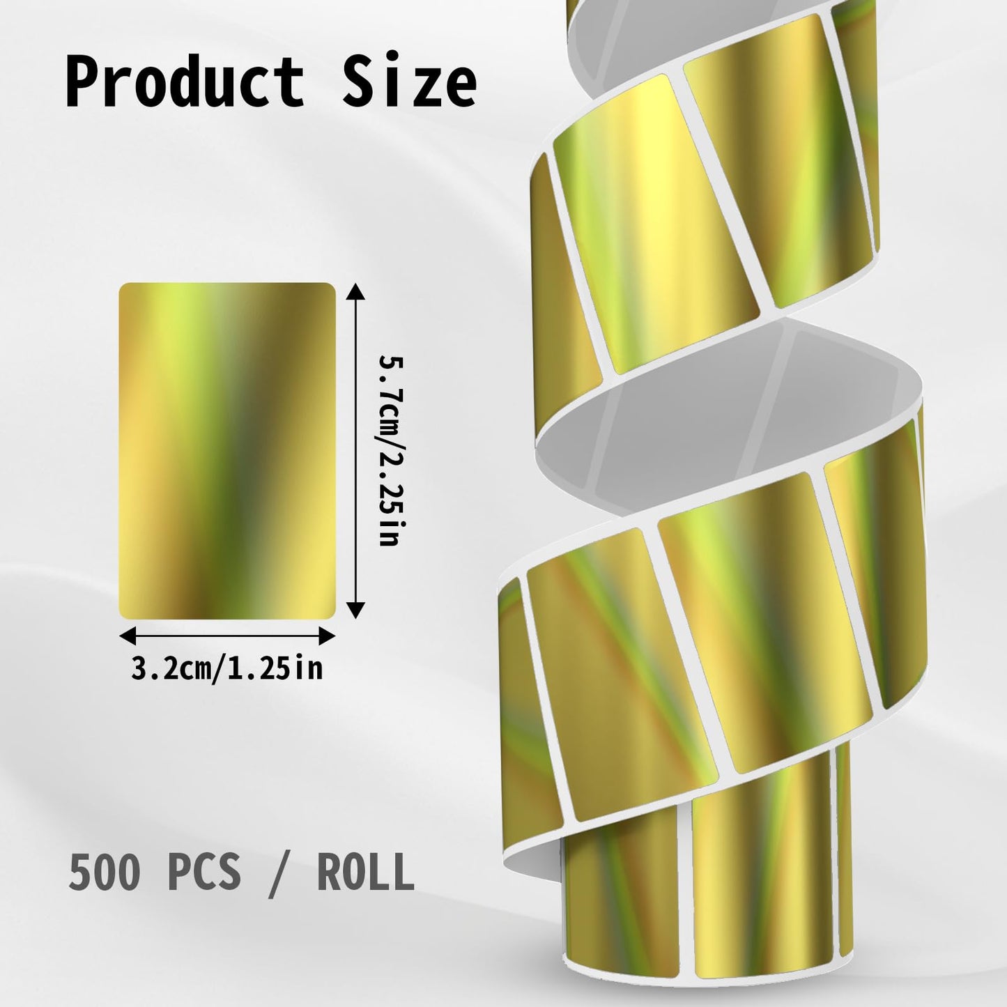 2 Inch Circle Holographic Thermal Label 400pcs Thermal Printer Stickers, Silver Printable Thermal Label for Small Business Logo Design Waterproof Round Stickers Roll