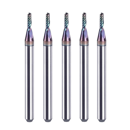 SpeTool 1/4 Shank Single Flute Router Bit with Extra Long Life Coating ,Solid Carbide O Flute End Mill Spiral Upcut Bit for CNC Aluminum Cutter