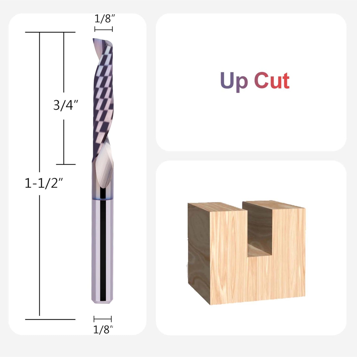 SpeTool 1/4 Shank Single Flute Router Bit with Extra Long Life Coating ,Solid Carbide O Flute End Mill Spiral Upcut Bit for CNC Aluminum Cutter