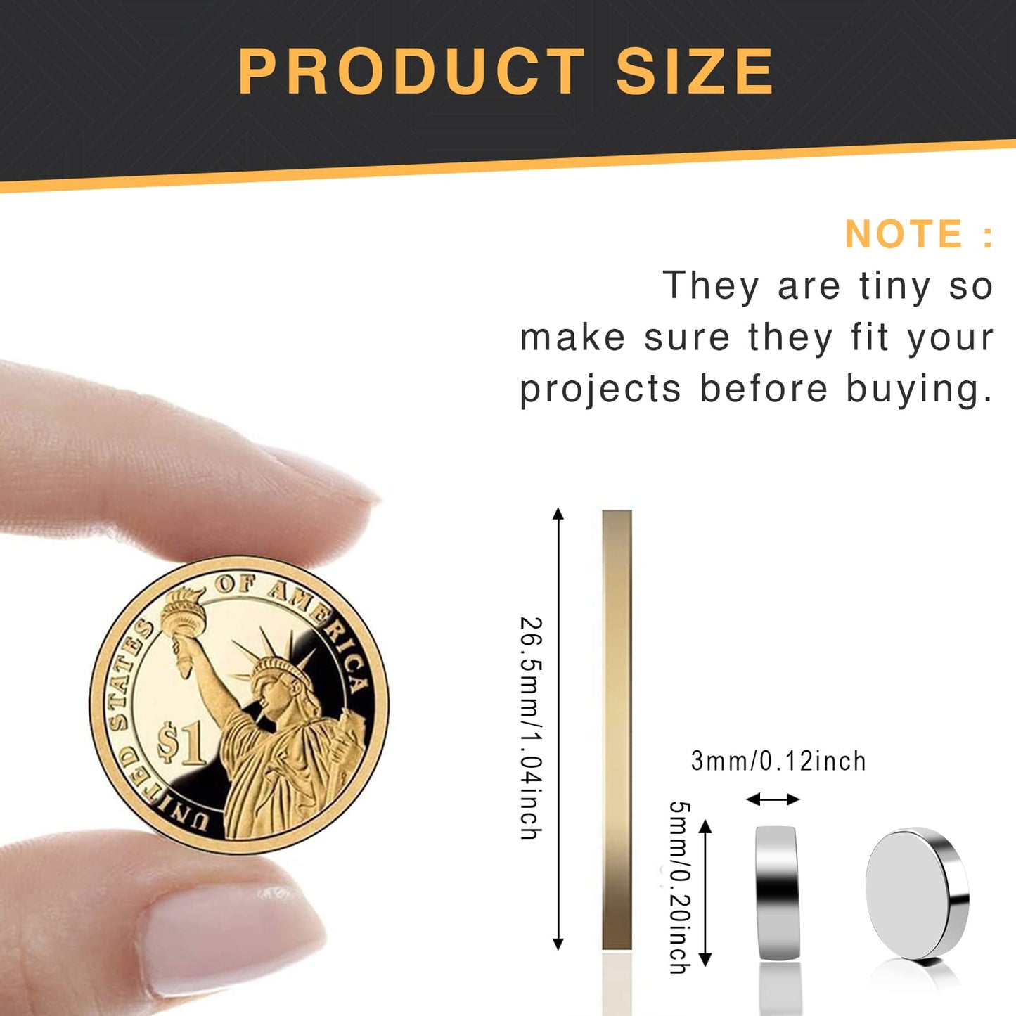 TRYMAG 5x3mm 80Pcs Small Refrigerator Magnets, Tiny Rare Earth Magnets Small Disc Magnet for Fridge, Whiteboard, Billboard, Dry Erase Board, Office Magnet
