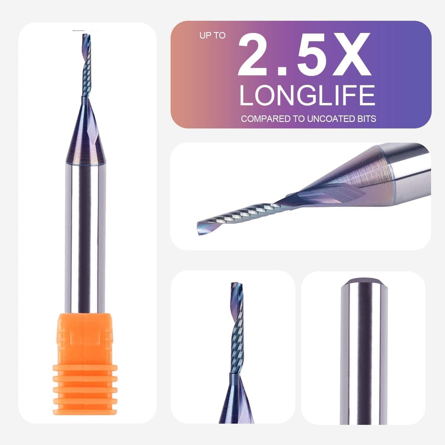 SpeTool 1/4 Shank Single Flute Router Bit with Extra Long Life Coating ,Solid Carbide O Flute End Mill Spiral Upcut Bit for CNC Aluminum Cutter