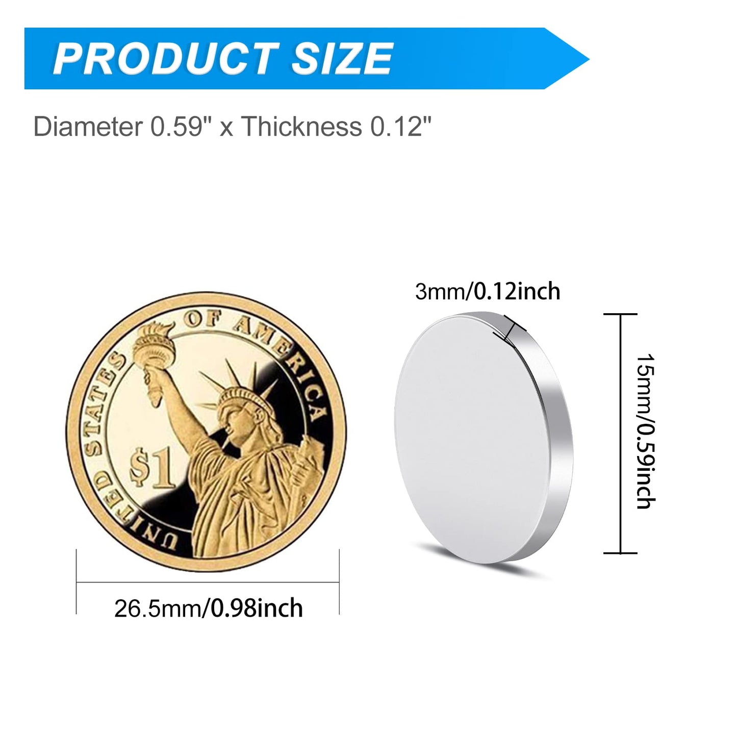 TRYMAG 5x3mm 80Pcs Small Refrigerator Magnets, Tiny Rare Earth Magnets Small Disc Magnet for Fridge, Whiteboard, Billboard, Dry Erase Board, Office Magnet