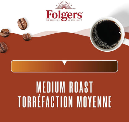 Folgers Classic Roast Medium Coffee Pods, Single Serve One Cup Pods made with Arabica Beans for Hot or Iced Drinks, 12 Count (Pack of 1)