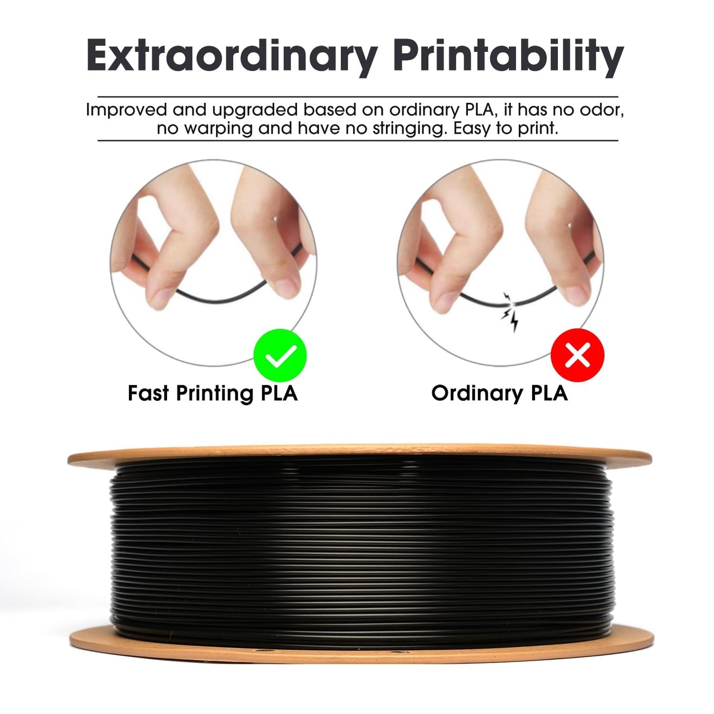 eSUN PLA Filament 1.75mm, PLA Basic 3D Printer Filament Dimensional Accuracy +/- 0.05mm, 1KG Spool (2.2 LBS) Speedy PLA Filament for 3D Printers, Grey