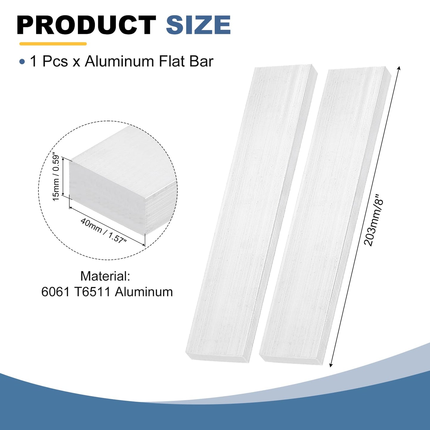 MECCANIXITY Square Aluminum Flat Bar, 1Pcs 3/8" Thick 3" Width 8" Length 6061 Aluminum Flat Plate, 10 x 75 x 203mm T6511 Solid New Mill Stock for Industrial