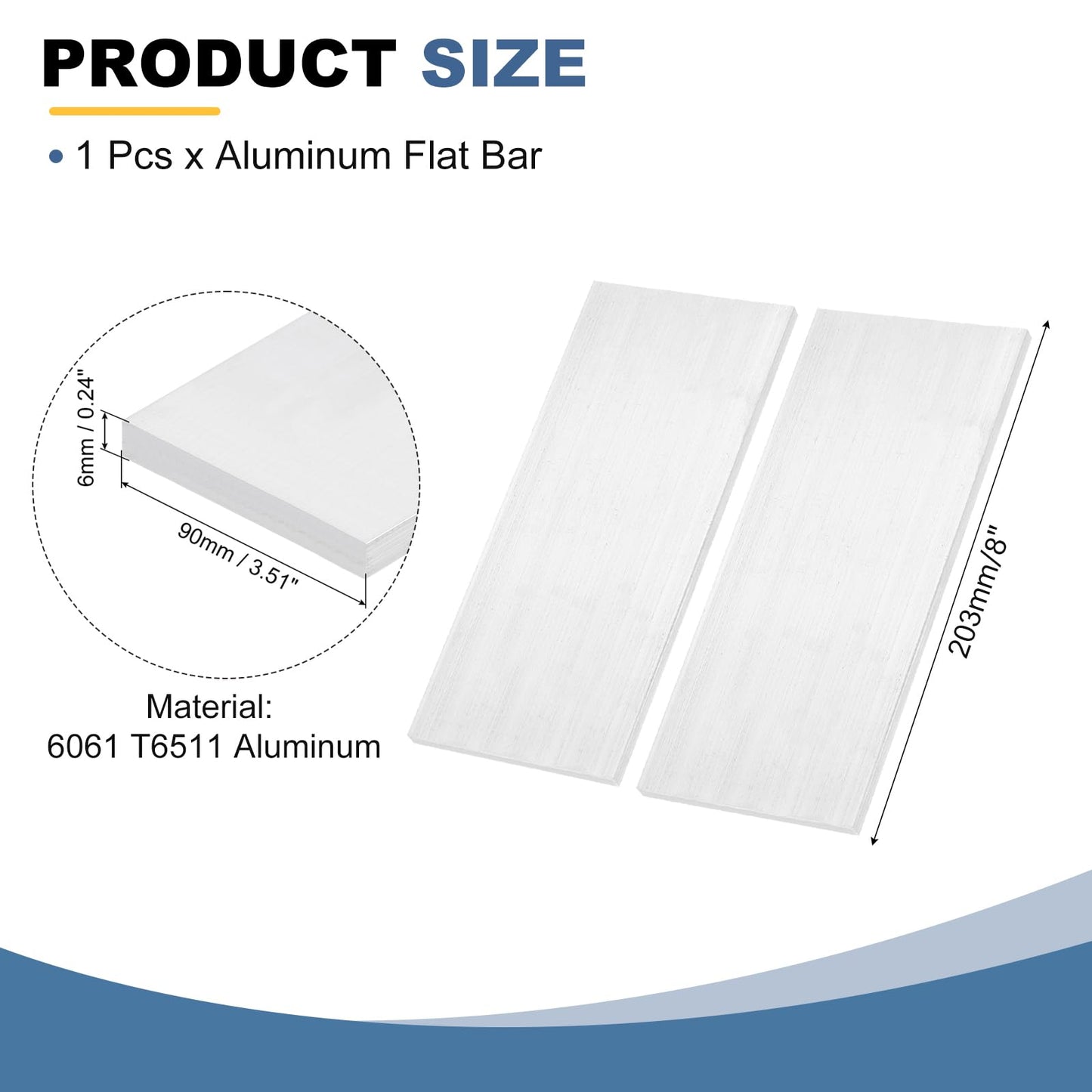 MECCANIXITY Square Aluminum Flat Bar, 1Pcs 3/8" Thick 3" Width 8" Length 6061 Aluminum Flat Plate, 10 x 75 x 203mm T6511 Solid New Mill Stock for Industrial