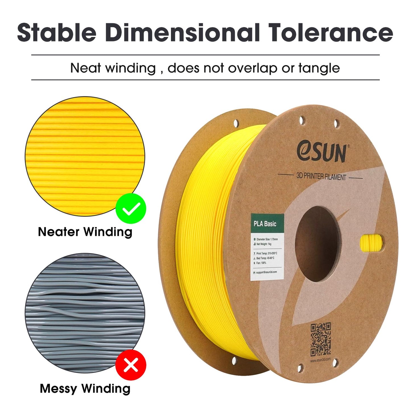 eSUN PLA Filament 1.75mm, PLA Basic 3D Printer Filament Dimensional Accuracy +/- 0.05mm, 1KG Spool (2.2 LBS) Speedy PLA Filament for 3D Printers, Grey