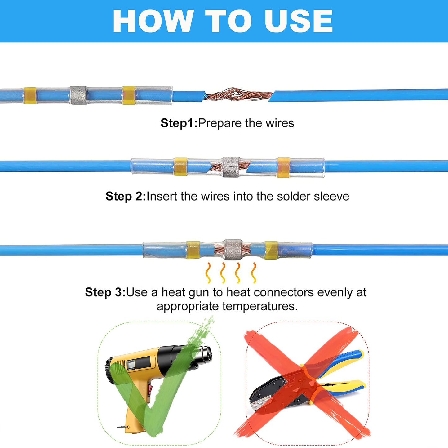 280PCS White Solder Seal Wire Connectors, AWG 26-24 Marine Grade Waterproof Solder Wire Connectors, Insulated Heat Shrink Butt Connectors (Shrink Ratio: 2:1)