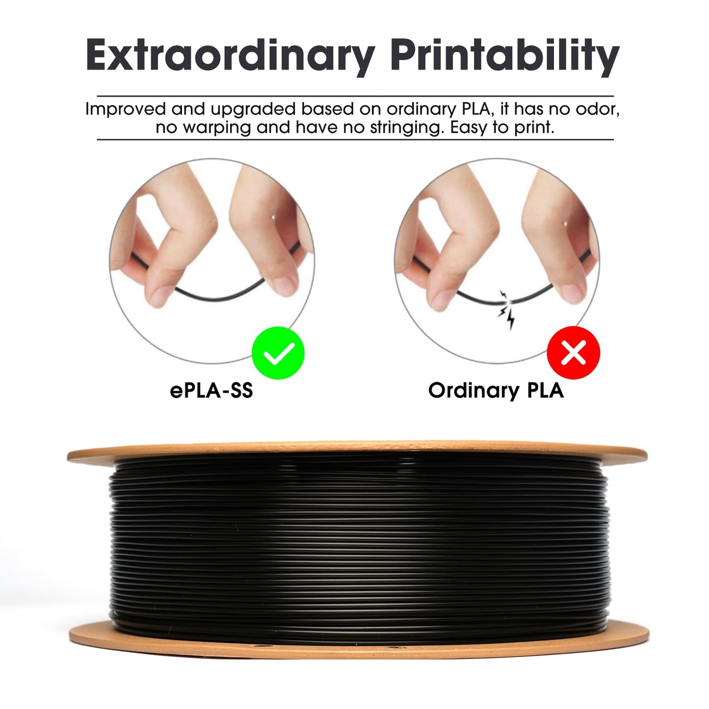 eSUN PLA Filament 1.75mm, PLA Basic 3D Printer Filament Dimensional Accuracy +/- 0.05mm, 1KG Spool (2.2 LBS) Speedy PLA Filament for 3D Printers, Grey
