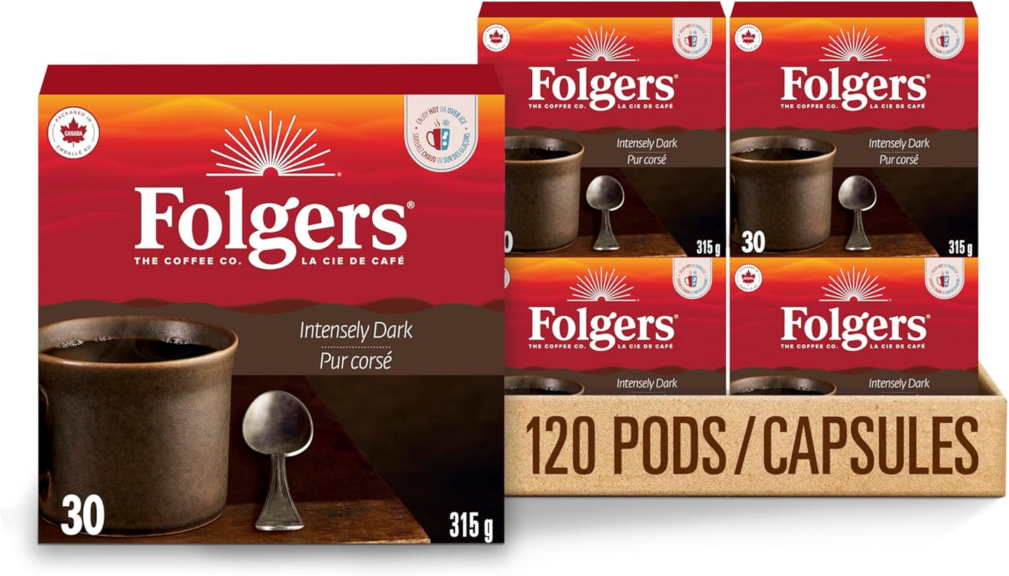 Folgers Classic Roast Medium Coffee Pods, Single Serve One Cup Pods made with Arabica Beans for Hot or Iced Drinks, 12 Count (Pack of 1)