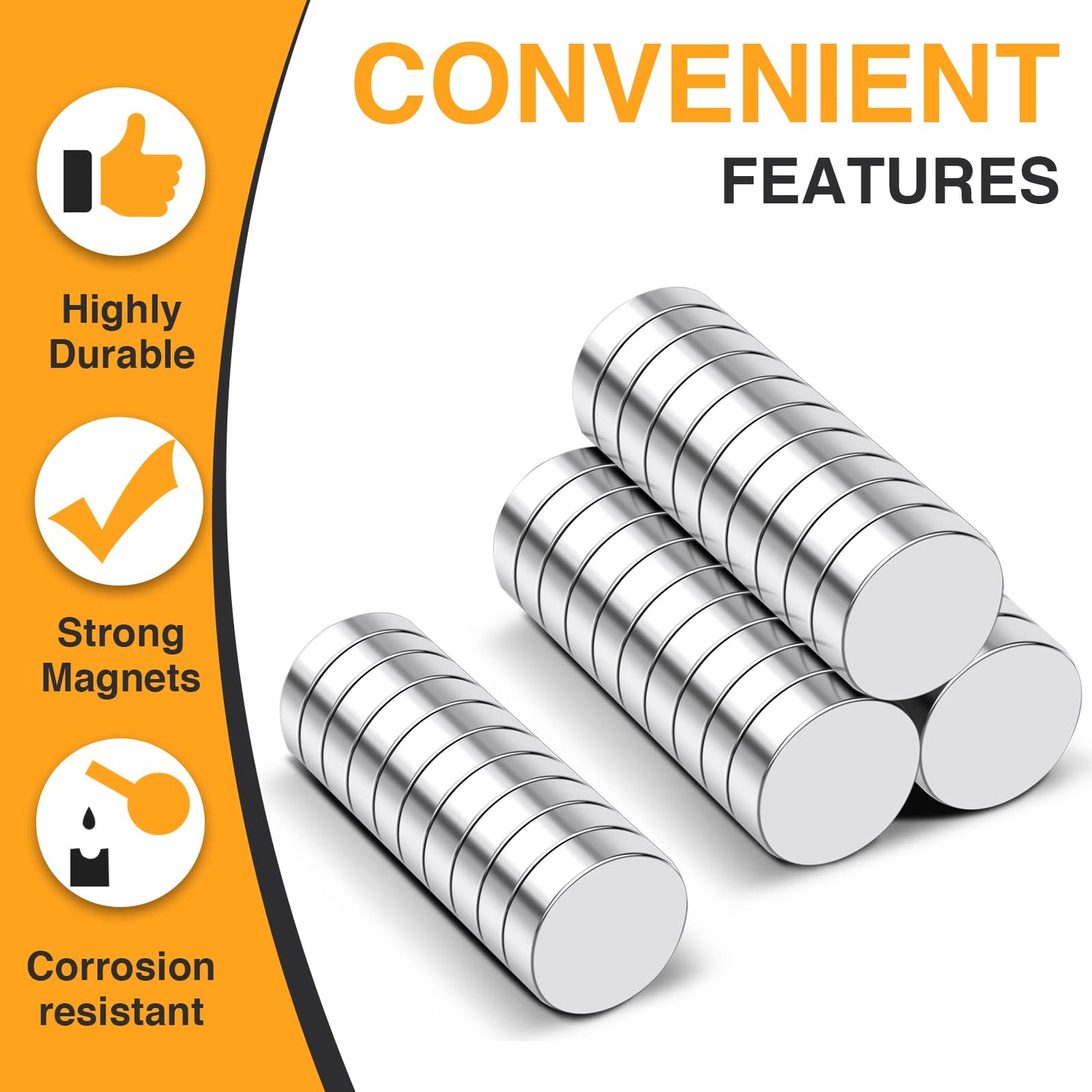 TRYMAG 5x3mm 80Pcs Small Refrigerator Magnets, Tiny Rare Earth Magnets Small Disc Magnet for Fridge, Whiteboard, Billboard, Dry Erase Board, Office Magnet