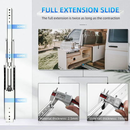 SHUHANG Heavy Duty Drawer Slides Full Extension 12 14 16 18 20 22 24 26 28 30 32 34 36 38 40 Inch (51mm -Without Lock, 34 inch)