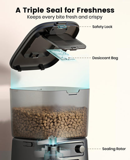 oneisall Automatic Cat Feeder, WiFi Cat Food Dispenser with App Control, Auto Cats Feeder Automatic for Dry Food, Smart Pet Food Dispenser with Portion Control for Small Pets Indoor
