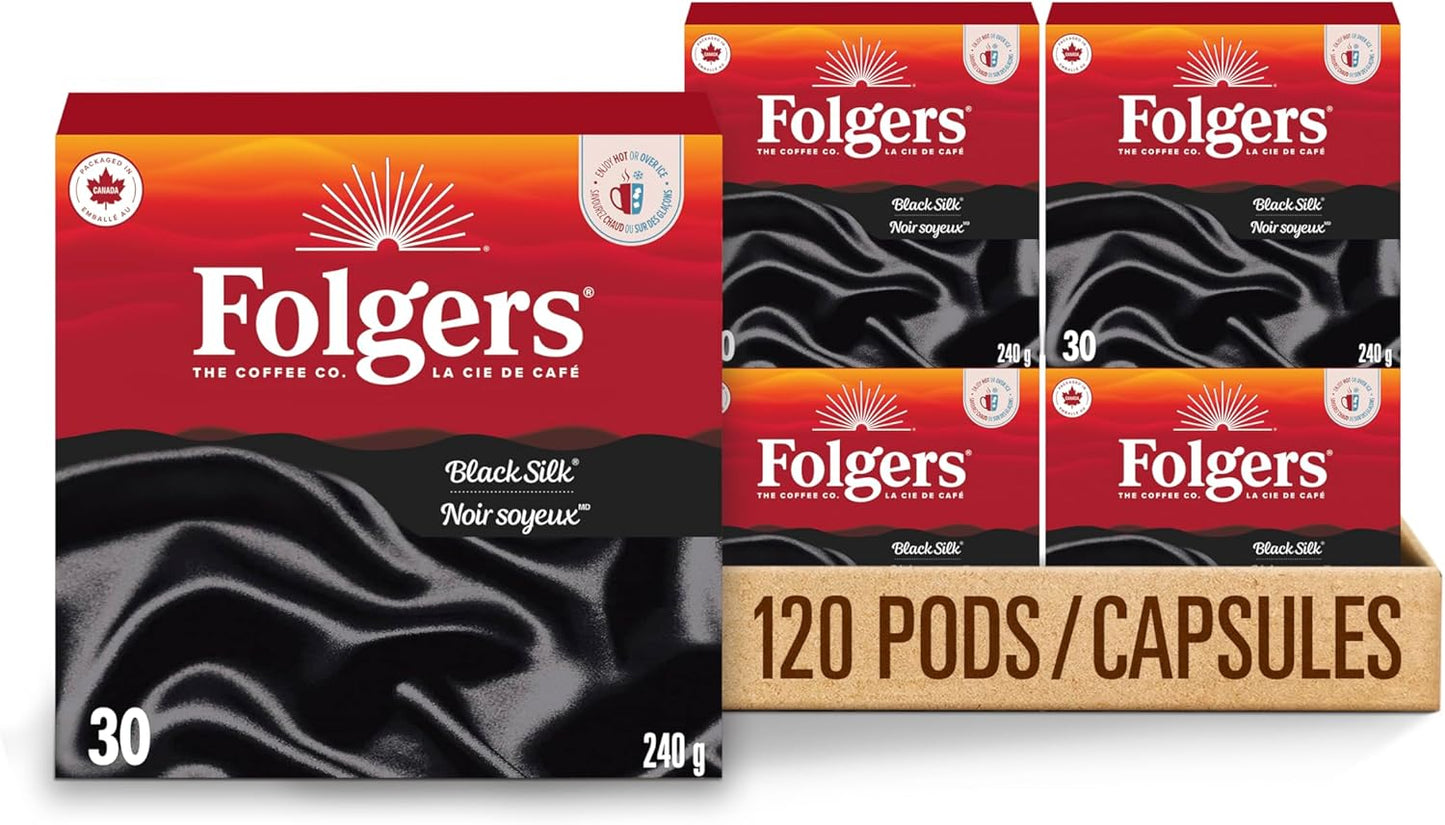 Folgers Classic Roast Medium Coffee Pods, Single Serve One Cup Pods made with Arabica Beans for Hot or Iced Drinks, 12 Count (Pack of 1)