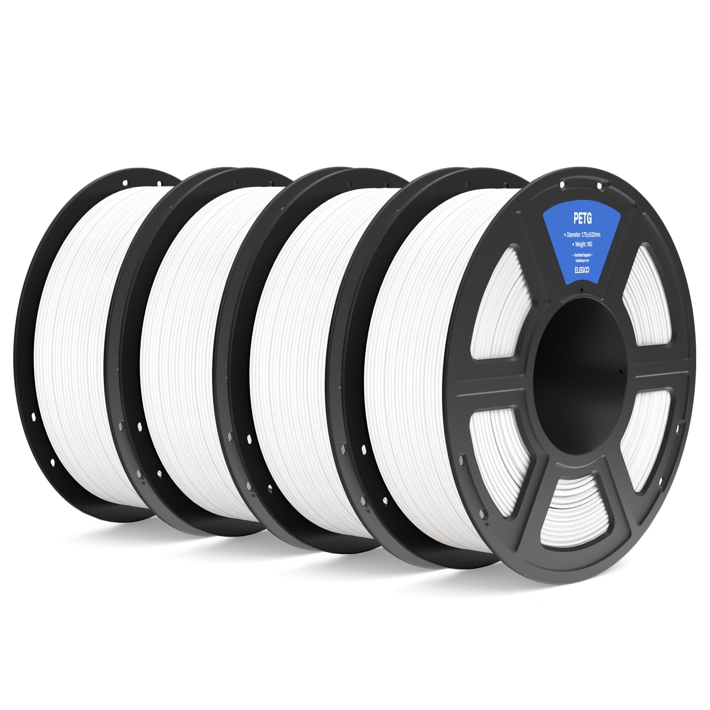 ELEGOO PETG 1.75 mm Black 4 Pack 1kg Spools (2.2 lbs), 3D Printing Filament Dimensional Accuracy +/- 0.02 mm, Fits for Most FDM 3D Printers