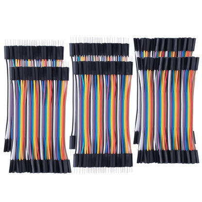 10cm 240pcs Breadboard Jumper Wires Cable Kit Male to Female, Male to Male, Female to Female Compatible with Arduino Projects and Raspberry Pi