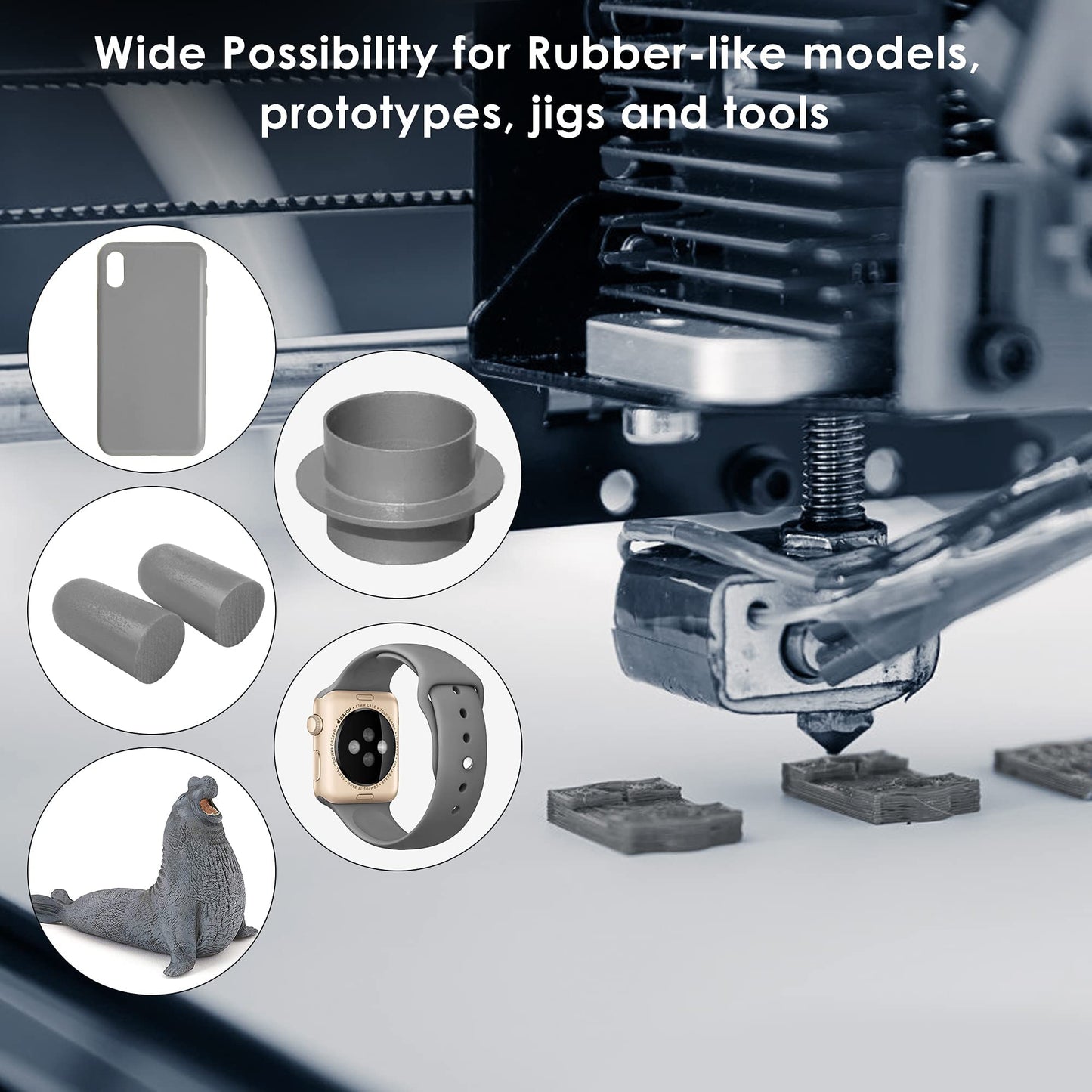 DURAMIC 3D TPU Filament 1.75mm Black, TPU Flexible Filament 95A, Soft TPU 3D Printing Filament, 1kg Spool, Dimensional Accuracy +/- 0.05mm, Black 1 Pack