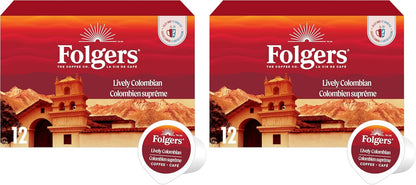 Folgers Classic Roast Medium Coffee Pods, Single Serve One Cup Pods made with Arabica Beans for Hot or Iced Drinks, 12 Count (Pack of 1)