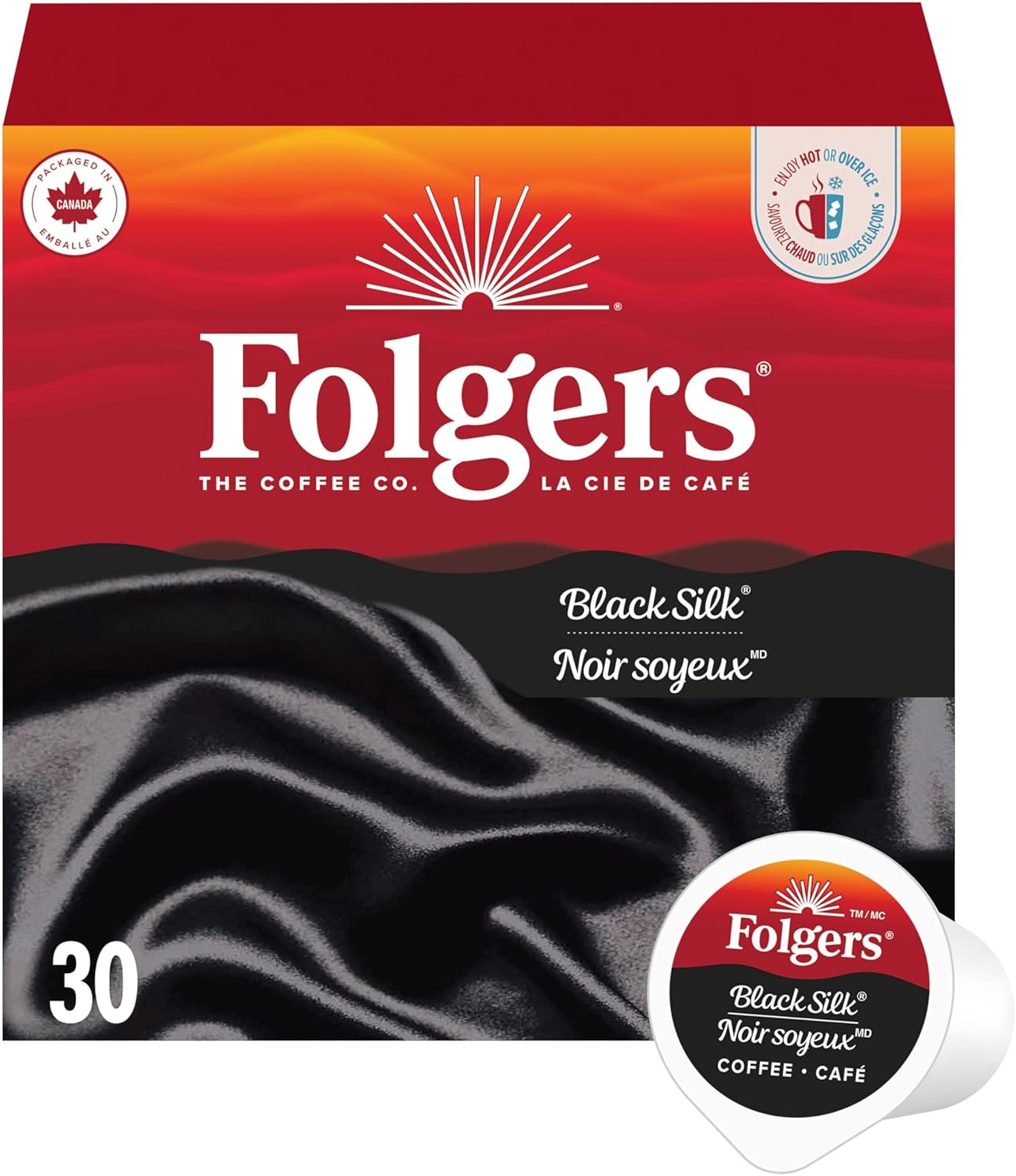 Folgers Classic Roast Medium Coffee Pods, Single Serve One Cup Pods made with Arabica Beans for Hot or Iced Drinks, 12 Count (Pack of 1)