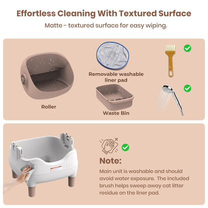 KITPLUS Self Cleaning Litter Box for Multiple Cats, Automatic Cat Litter Box with APP Control, Large Capacity Waste Bin for Odor-Free Disposal, Includes Trash Bags and Safety Features, Open-Top Design