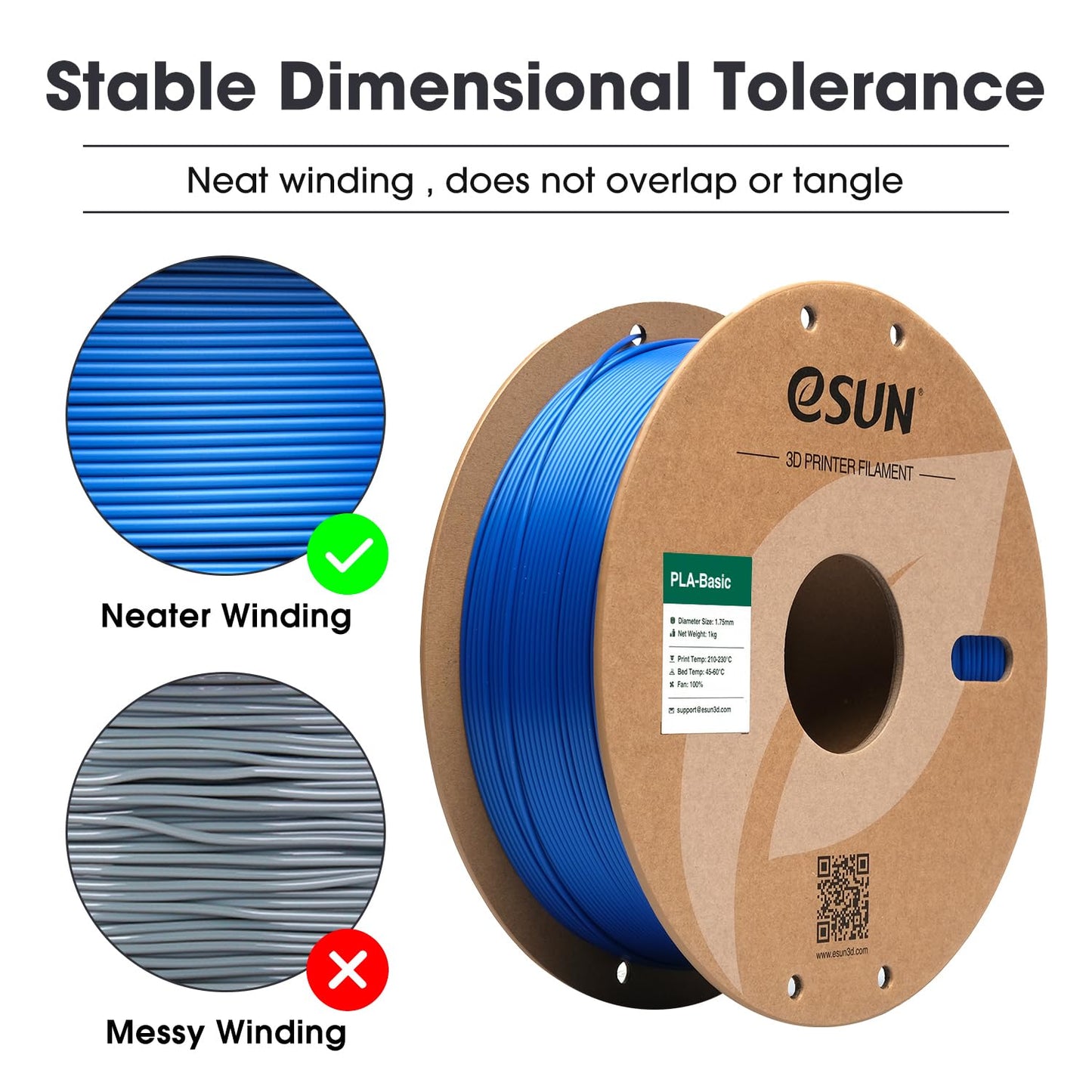 eSUN PLA Filament 1.75mm, PLA Basic 3D Printer Filament Dimensional Accuracy +/- 0.05mm, 1KG Spool (2.2 LBS) Speedy PLA Filament for 3D Printers, Grey