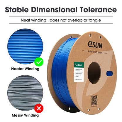 eSUN PLA Filament 1.75mm, PLA Basic 3D Printer Filament Dimensional Accuracy +/- 0.05mm, 1KG Spool (2.2 LBS) Speedy PLA Filament for 3D Printers, Grey