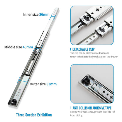 SHUHANG Heavy Duty Drawer Slides Full Extension 12 14 16 18 20 22 24 26 28 30 32 34 36 38 40 Inch (51mm -Without Lock, 34 inch)