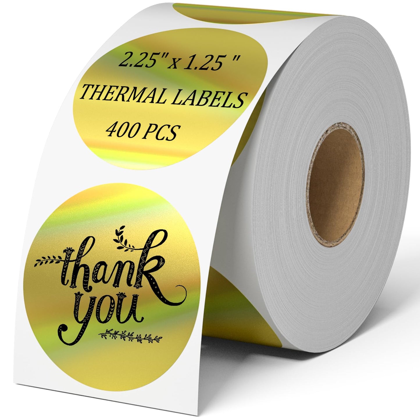 2 Inch Circle Holographic Thermal Label 400pcs Thermal Printer Stickers, Silver Printable Thermal Label for Small Business Logo Design Waterproof Round Stickers Roll