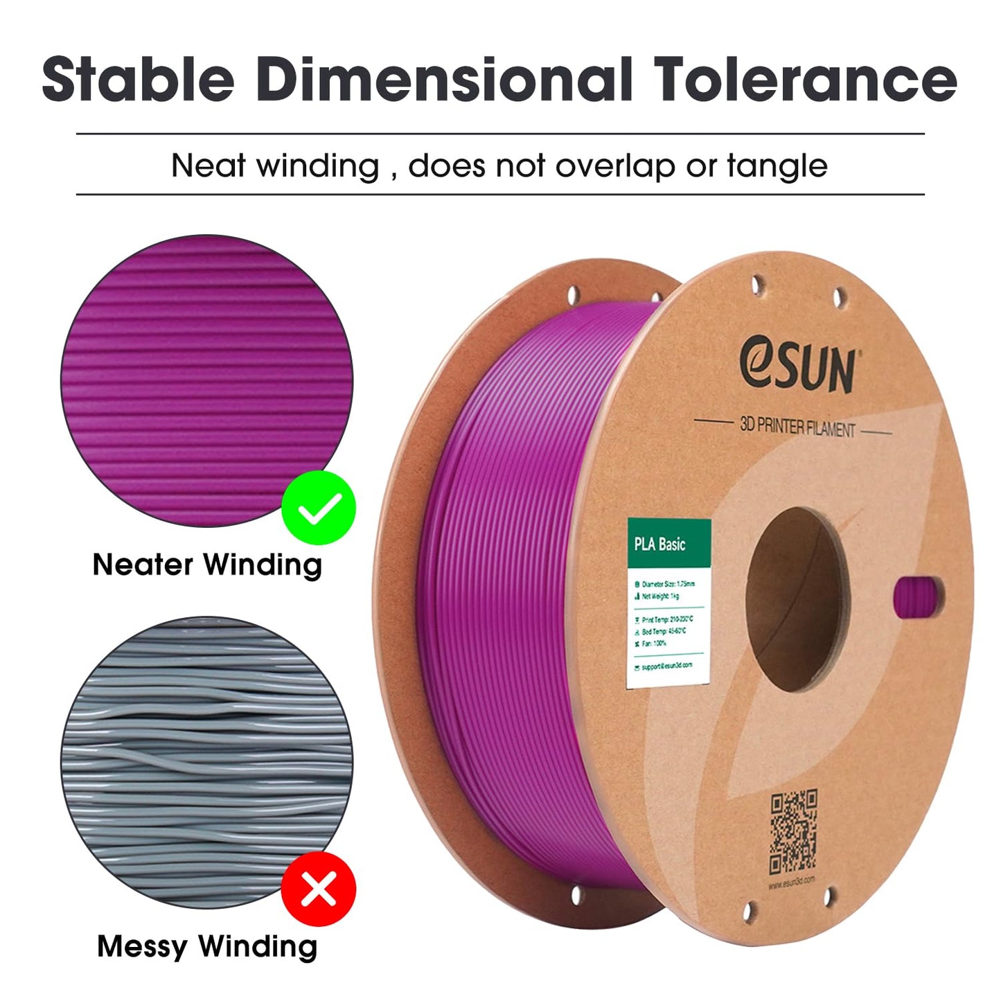 eSUN PLA Filament 1.75mm, PLA Basic 3D Printer Filament Dimensional Accuracy +/- 0.05mm, 1KG Spool (2.2 LBS) Speedy PLA Filament for 3D Printers, Grey