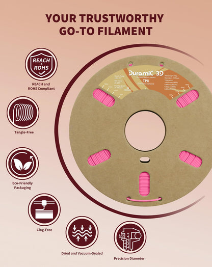 DURAMIC 3D TPU Filament 1.75mm Black, TPU Flexible Filament 95A, Soft TPU 3D Printing Filament, 1kg Spool, Dimensional Accuracy +/- 0.05mm, Black 1 Pack