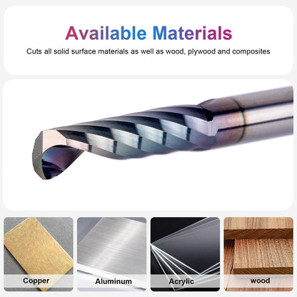 SpeTool 1/4 Shank Single Flute Router Bit with Extra Long Life Coating ,Solid Carbide O Flute End Mill Spiral Upcut Bit for CNC Aluminum Cutter
