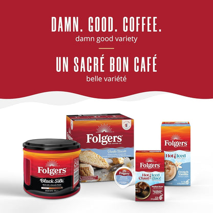 Folgers Classic Roast Medium Coffee Pods, Single Serve One Cup Pods made with Arabica Beans for Hot or Iced Drinks, 12 Count (Pack of 1)