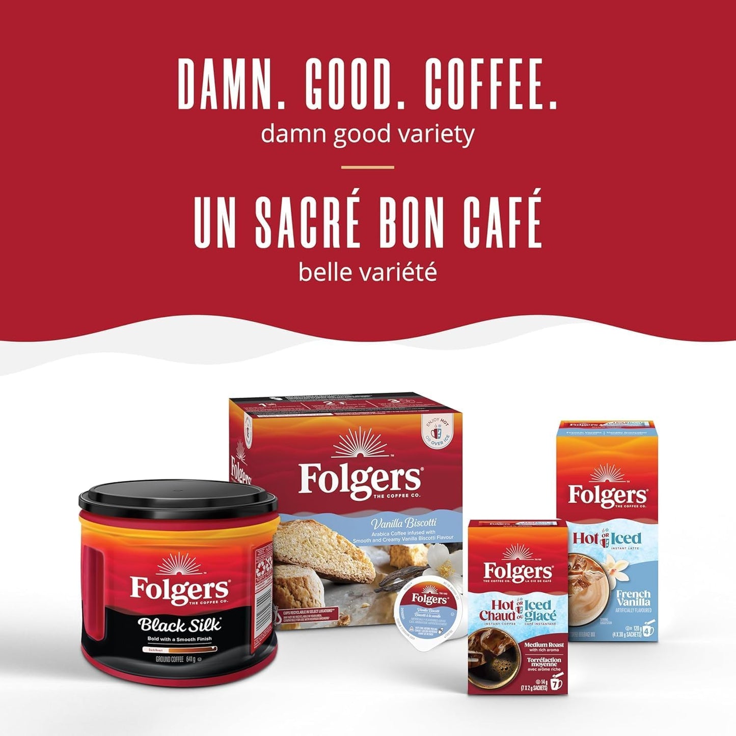 Folgers Classic Roast Medium Coffee Pods, Single Serve One Cup Pods made with Arabica Beans for Hot or Iced Drinks, 12 Count (Pack of 1)