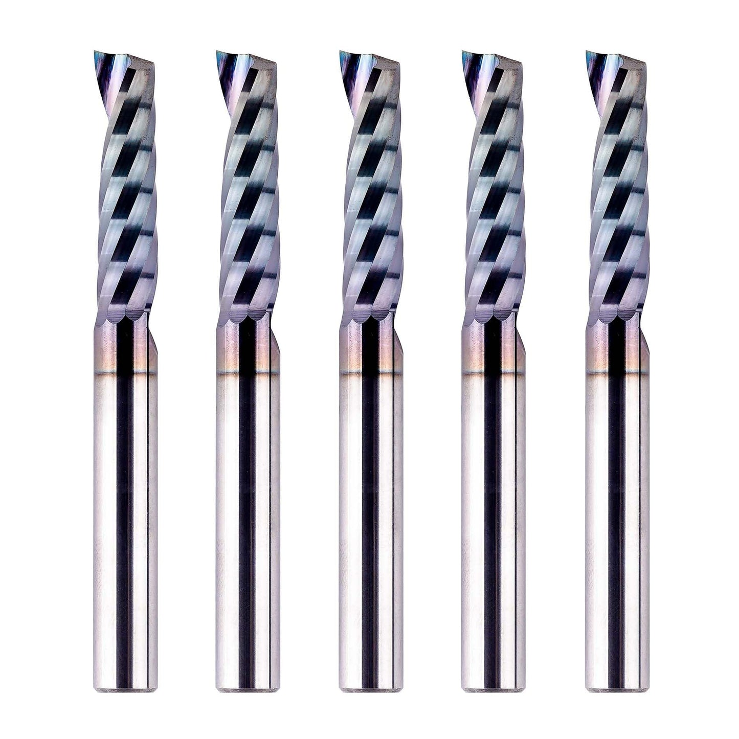 SpeTool 1/4 Shank Single Flute Router Bit with Extra Long Life Coating ,Solid Carbide O Flute End Mill Spiral Upcut Bit for CNC Aluminum Cutter