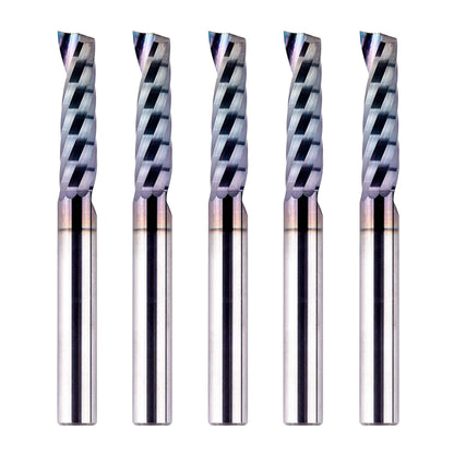 SpeTool 1/4 Shank Single Flute Router Bit with Extra Long Life Coating ,Solid Carbide O Flute End Mill Spiral Upcut Bit for CNC Aluminum Cutter