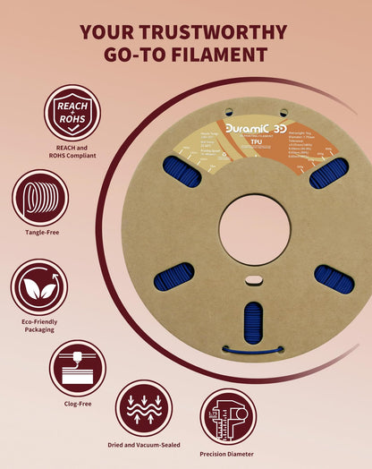 DURAMIC 3D TPU Filament 1.75mm Black, TPU Flexible Filament 95A, Soft TPU 3D Printing Filament, 1kg Spool, Dimensional Accuracy +/- 0.05mm, Black 1 Pack