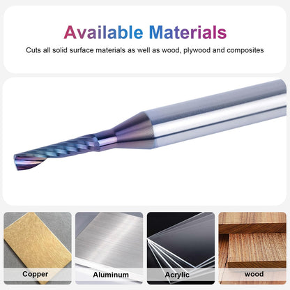 SpeTool 1/4 Shank Single Flute Router Bit with Extra Long Life Coating ,Solid Carbide O Flute End Mill Spiral Upcut Bit for CNC Aluminum Cutter